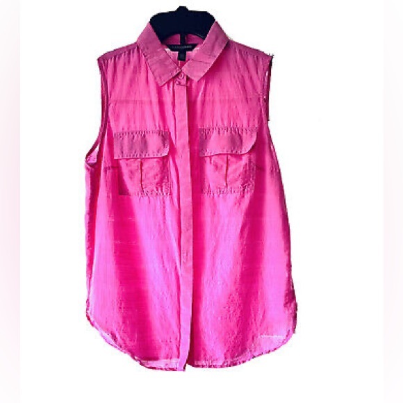 Banana Republic Hot Pink Sleeveless Button-Down Shirt - Picture 2 of 5